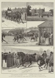 Princ z Walesu kontroluje hřebčín pana Waltera Gilbeyho v Elsenham Hall, Essex